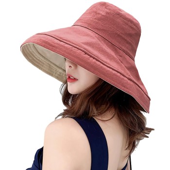 Women's Wide Brim Sun Hat UV Protection Shapable Wired Edge Summer Beach Fishing Hiking Hat with Chin Strap