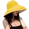 Women’s Wide Brim Sun Hat UV Protection Reversible Summer Beach Fishing Hiking One Size Yellow Wired Edge Chin Strap