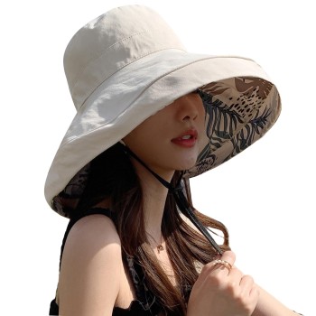 Women's Reversible Wide Brim Sun Hat with Wired Edge & UV Protection
