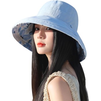 Women’s Wide Brim Sun Hat UV Protection Packable Reversible Summer Beach Fishing Hiking Travel Hat