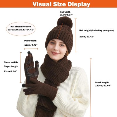 Women's Winter Beanie Scarf Gloves Set for Cold Weather Women's Winter Beanie Scarf Gloves Set with Touchscreen Fleece Lining