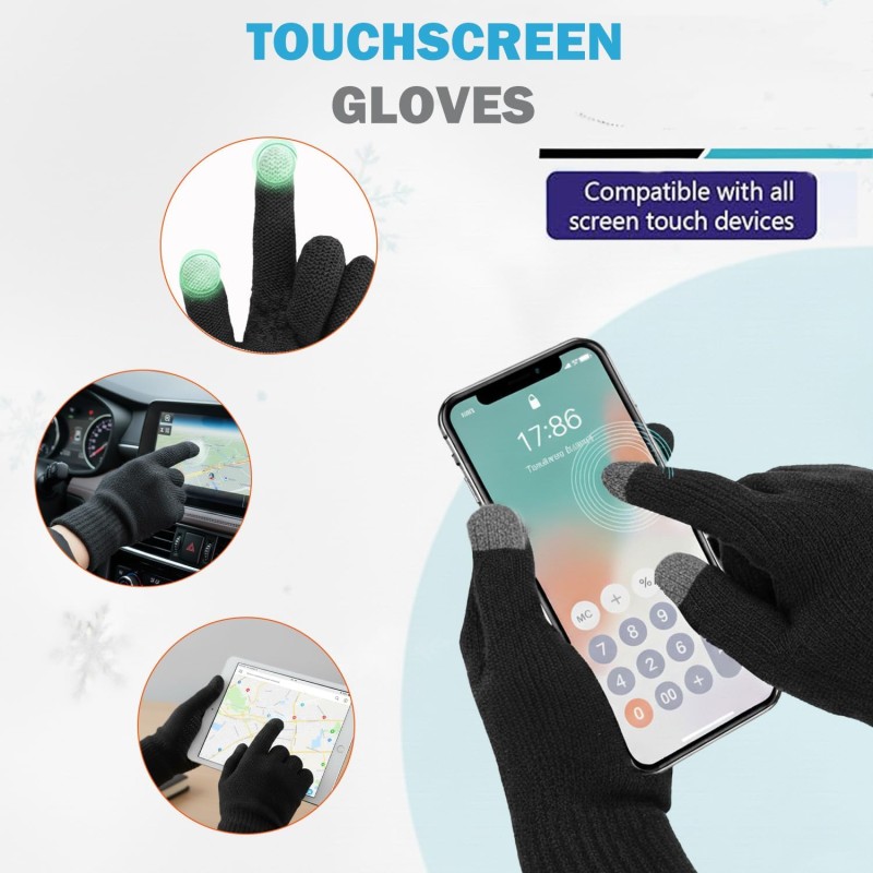 Women's Navy Winter Beanie Scarf Gloves Set Women's navy winter beanie scarf gloves set with pompom and touchscreen gloves