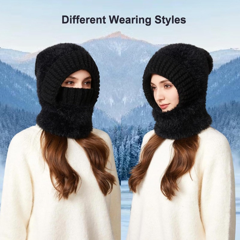 Women’s Fleece Lined 3-in-1 Balaclava – Winter Ski Hat Neck Scarf Women's Fleece Lined 3-in-1 Balaclava Winter Ski Hat Neck Scarf