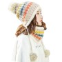 Women's Winter Beanie & Circle Scarf Set – Fleece-Lined, Ear Flaps, Pompom, Cold Weather Warmth