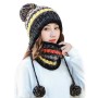 Women's Winter Beanie & Circle Scarf Set - Fleece Lined, Warm Chunky Knit (Black)