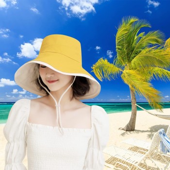 Women's Wide Brim Sun Hat – UV Protection, Foldable, Reversible Summer Hat