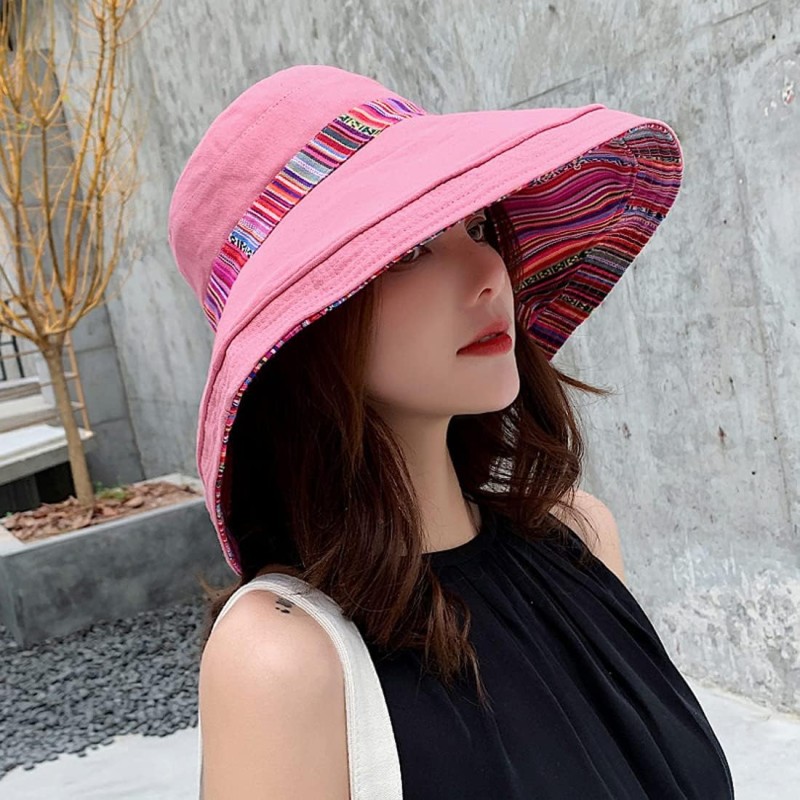 Women's UPF 50+ Wide Brim Sun Hat with Wired Edge and Chin Strap Woman wearing wide brim sun hat with wired edge and chin strap at beach