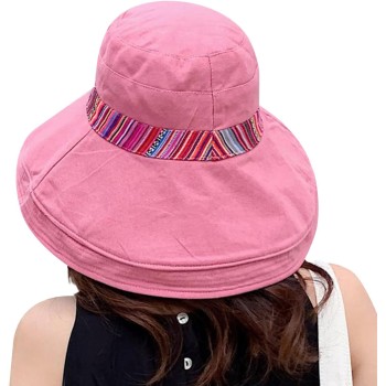 Women's Wide Brim Sun Hat with Wired Edge & Chin Strap – UPF 50+ UV Protection for Beach, Hiking & Garden