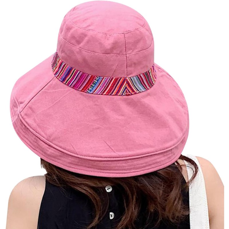 Women's UPF 50+ Wide Brim Sun Hat with Wired Edge and Chin Strap Woman wearing wide brim sun hat with wired edge and chin strap at beach