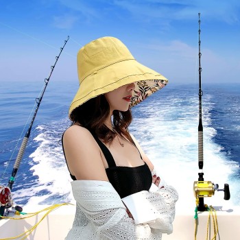 Women's Reversible Wide Brim Sun Hat with Wired Edge, UPF 50+ UV Protection for Beach, Hiking & Travel - Adjustable Chin Strap