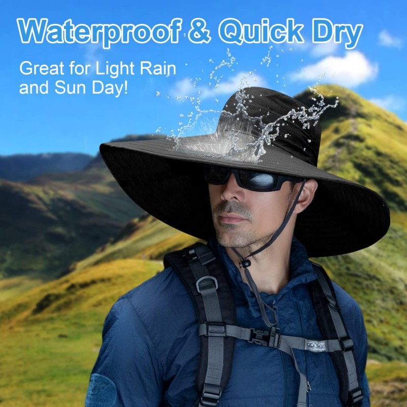 Unisex 6-inch wide brim sun bucket hat for hiking and beach