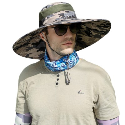 Unisex 6-inch wide brim sun bucket hat for hiking and fishing