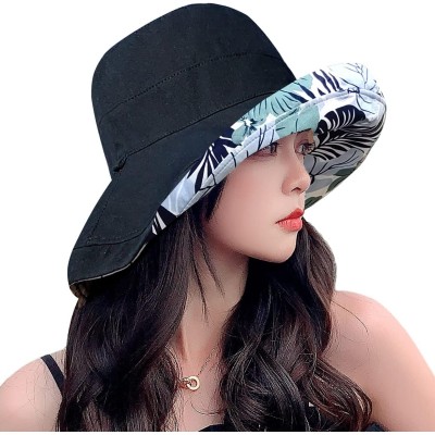 Women's Reversible Wide Brim Sun Hat – UV Protection & Foldable Beach Hat Women wearing a reversible wide brim sun hat with UV protection at the beach