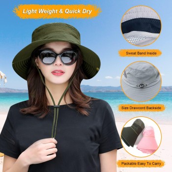 Unisex UV Protection Mesh Bucket Hat Adjustable Summer Sun Hat for Fishing Hiking Beach Gardening