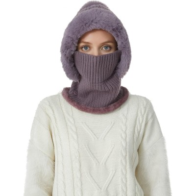Women's Purple One-Piece Balaclava Beanie Scarf Winter Ski Hat Women's Purple Fleece Lined One-Piece Balaclava Beanie Scarf Ski Hat