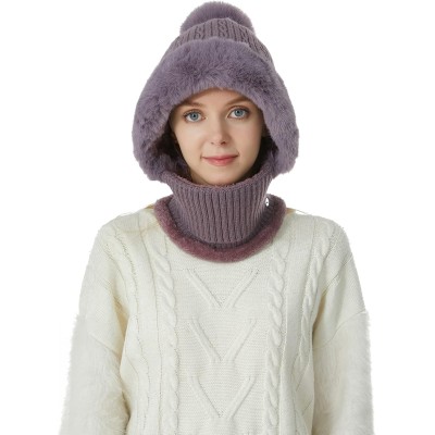Women's Purple One-Piece Balaclava Beanie Scarf Winter Ski Hat Women's Purple Fleece Lined One-Piece Balaclava Beanie Scarf Ski Hat