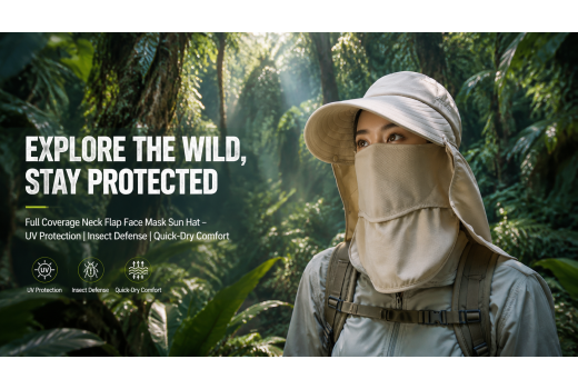 Full Coverage Neck Flap Face Mask Sun Hat for Outdoor Jungle Exploration