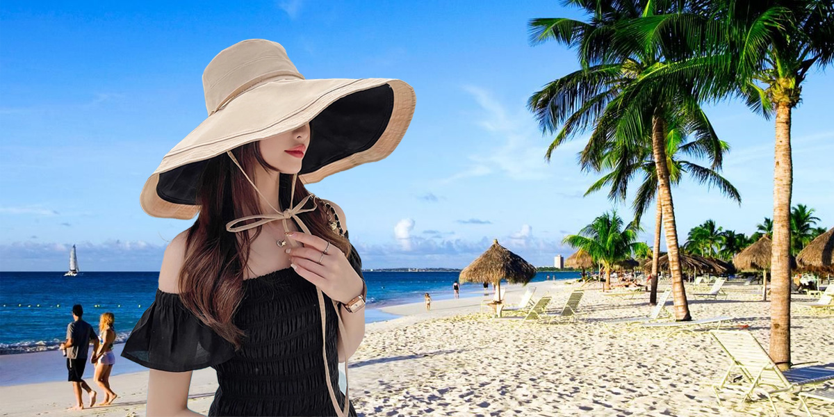 Caribbean Escapes with the 7" Wide Brim Women Summer Sun Floppy Hat